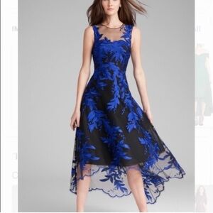 Mariel black with royal blue embroidered dress